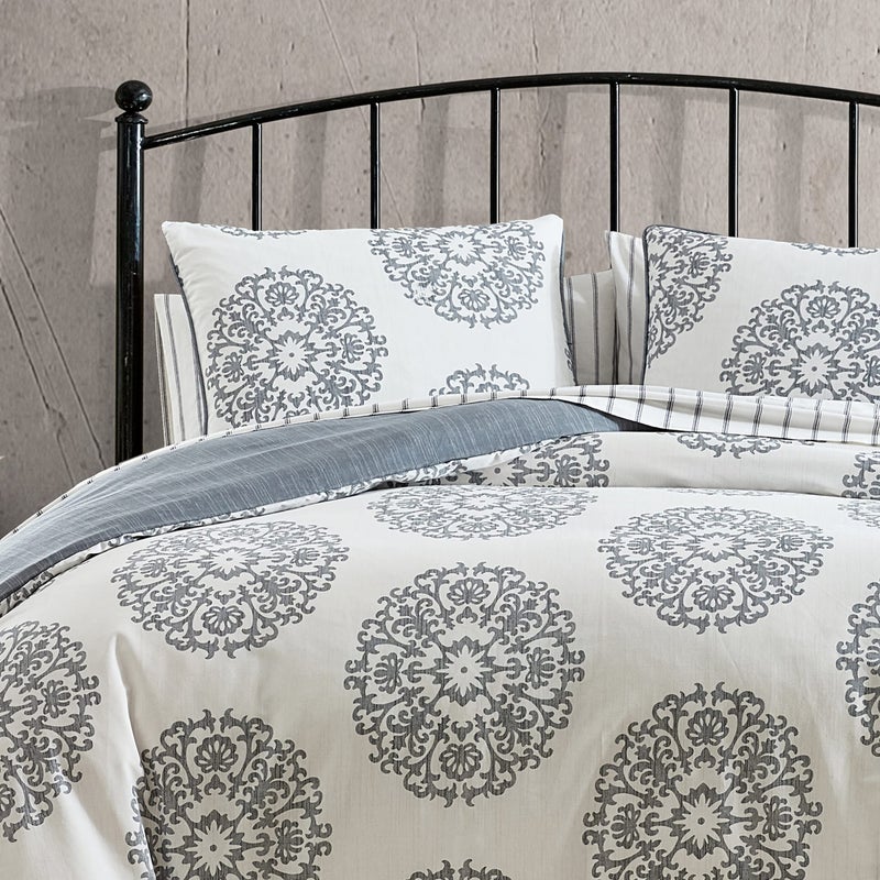Stone Cottage - King Duvet Cover Set, Reversible Cotton Sateen Bedding with Matching Shams, Ideal Bedding Set (Bristol Grey, King) - Image 4